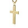 HZMAN Stainless Steel Cross Necklace for Men Women Inspiring Lord's Prayer Cross Pendant Jewelry Gift (Gold) #1