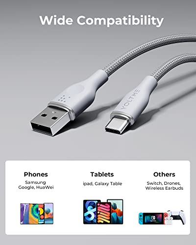 VOLTME 2-Pack USB C Charger Cable 60W Type C Charger Fast Charging 3A Lead Nylon Braided Compatible with MacBook Pro 2021 iPad Air 5 Galaxy S23 S22 Ultra Huawei P30 P40,Google Pixel 6.0ft/1.8M Grey - Image 3