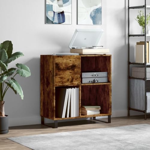 Armario de discos de vinilo LP con patas de hierro y estantes para el salón