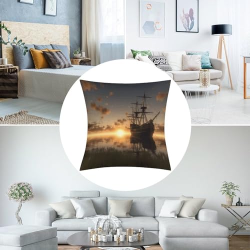 Fundas de almohada de atardecer en el lago para decorar el sofá de la sala 4