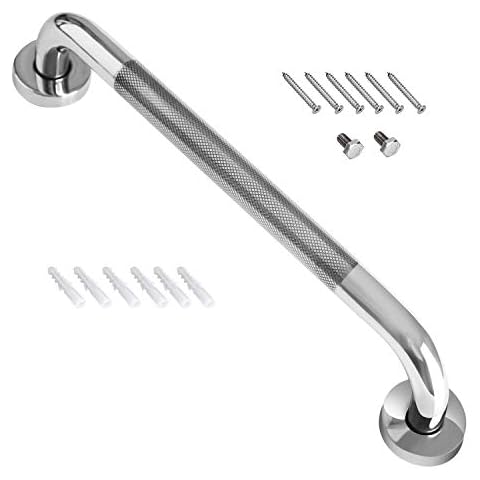 16 Inch Shower Grab Bar with Anti-Slip Grip, Stainless Steel Bathroom Balance Bar Handle, Safety Hand Rail Support for Toilet, Stairway Handrail for Elderly, Disabled, Pregant Cover