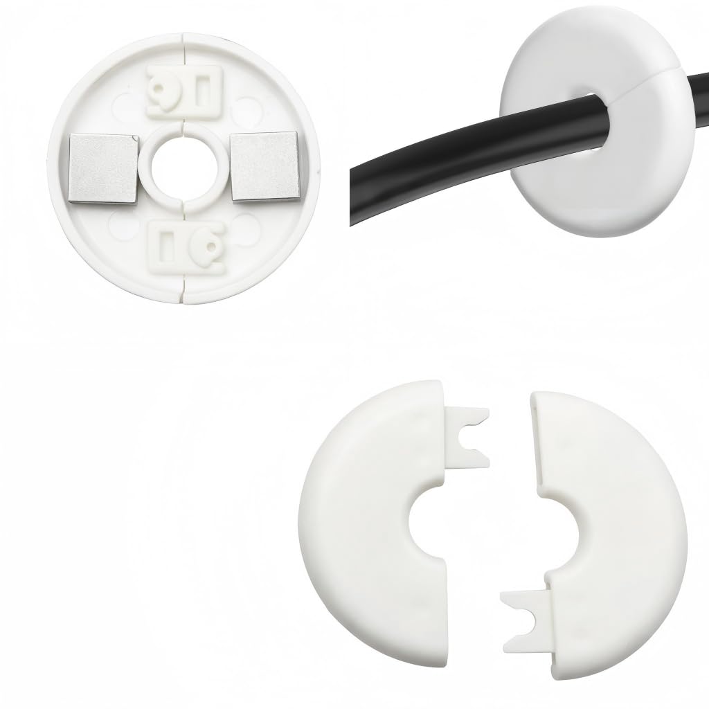 Wall Cable Grommets Set – Silicone Cable Entry Cover for Wall Pass Through – Cable Grommet Bushings for Ethernet and Wiring – Cable Routing Accessories for Home and Office (White, 2 Pack)