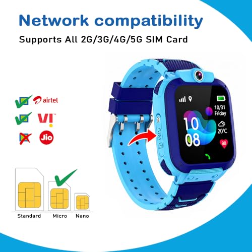 Image of SeTracker M1 Kids Smartwatch for Boys & Girls | Calling Smart Watch for Kids | 2-Way Calling, SOS & Safe Zone Alert, Location Tracker, Camera, Voice Chat, App Control | 4G /5G SIM Supported | (Blue)