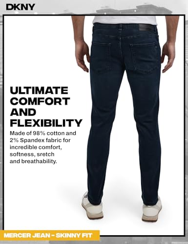 Image of DKNY Mercer Men's Skinny Jeans - Premium Stretch Denim Pants with Classic 5 Pocket Design | Skinny Fit Stretch Jeans for Men