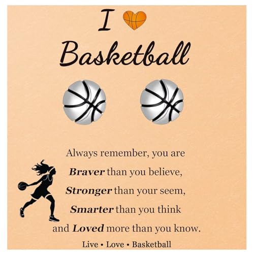 Sports Earrings for Teen Girls Gifts Volleyball/Softball/Baseball/Soccer/Tennis/Football/Basketball Hypoallergenic Sterling Silver Stud Earrings Jewelry Gift