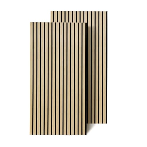 Eikuavons Paneles acústicos, revestimiento de pared, decoración de paredes interiores, 2 unidades de 120 x 60 cm, 2,1 cm de grosor, paneles de pared de funier de madera y fieltro, paneles de madera en