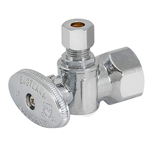 Image of Eastman 1 /2 inch FIP x 1 /4 inch OD Compression Quarter Turn Angle Stop Valve, Brass Plumbing Fitting, Chrome, 10732LF