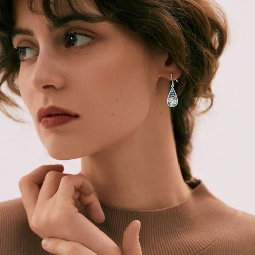 Rose/Daisy/Daffodil/Carnation/Morning Glory Dangle Drop Teardrop Earrings 925 Sterling Silver Birth Month Flower Jewelry Birthday Gifts for Women Girls Mom Wife4