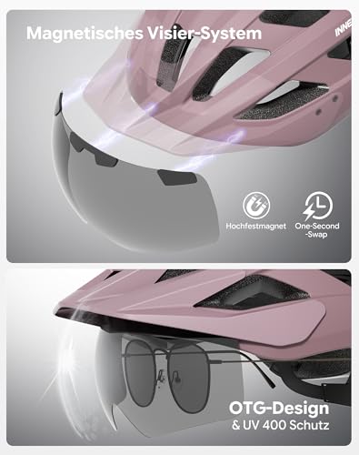 InnerKing Fahrradhelm Herren Damen Leichte Fahrradhelm mit LED Licht – Ansicht 5
