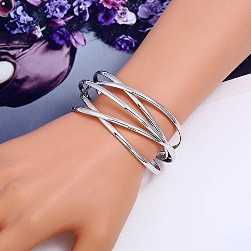 FUTIMELY Boho Chunky Cuff Bracelet for Women,Gold/Silver/Rose gold Multi-layer Cross Wire Bangle Bracelets Open Adjustable Wide Cuff Bracelet Fashion Statement Jewelry - Image 2