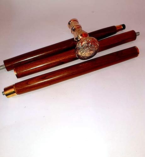 Vintage Solid Brass Handle Antique Victorian Cane Wooden Walking Stick