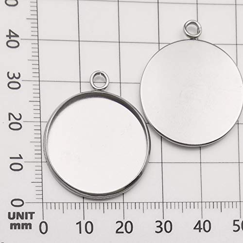 20Pcs Fit 25Mm Stainless Steel Round Blank Bezel Pendant Trays Base Cabochon Settings Trays Pendant Blanks For Jewelry Making Diy Findings (10167-25Mm) #TOP2