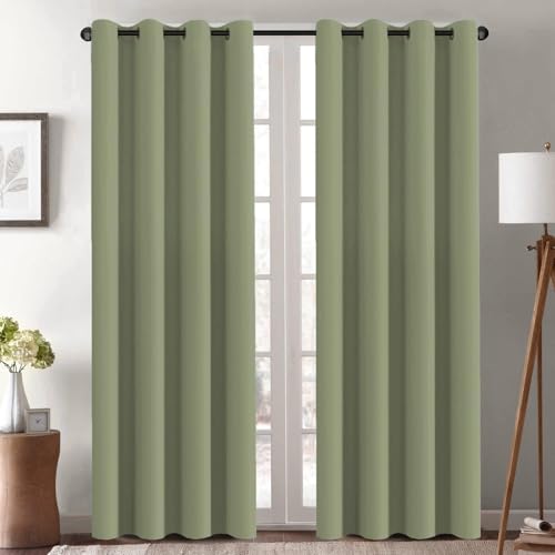 Image of H.VERSAILTEX Blackout Curtains - Grommet Thermal Insulated Room Darkening Curtains for Bedroom and Living Room Energy Saving Solid Blackout Curtains, Set of 2 Panels (52 x 108 Inch, Sage)