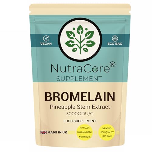 Image of NutraCore Bromelain 550mg 3000 GDU | Bromelain Tablets | 90 Vegan Caps | UK