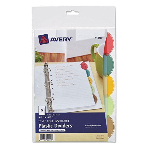 Avery 11118 Mini Dividers, 5/St, 5-1/2-Inch X8-1/2-Inch, 7-Hole Punch, Multi #TOP2