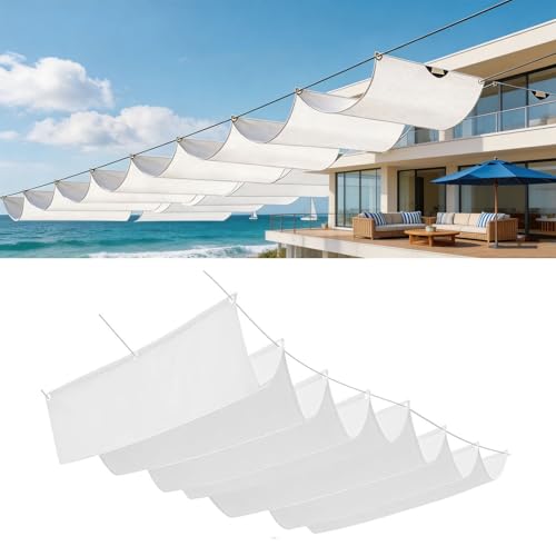 Voile d'ombrage rétractable vague 180x600 cm rectangulaire imperméable blanc