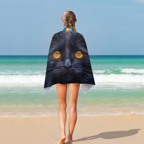 Serviette de plage anti-sable chat style vitrail de qualité