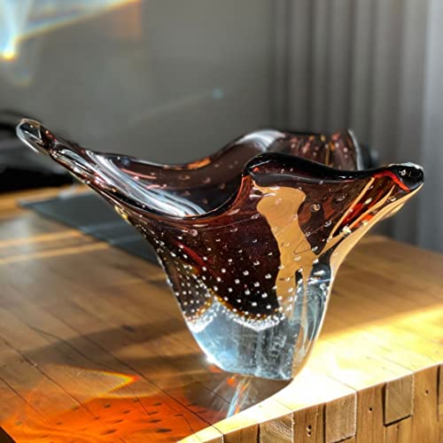Centro De Mesa Em Cristal Murano Marrom - São Marcos 49cm