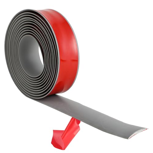 Strehknewen Perfil de Transición 400cm x 4cm Autoadhesivo – Barra de Umbral Sin Taladrar para Suelo Laminado, Vinilo, Moqueta y Baldosas – Zócalo Flexible de PVC Resistente, Gris