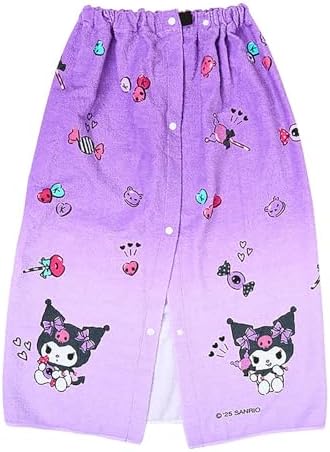 （21:30時点） サンリオ(SANRIO) キッズ ラップタオル80cm クロミ 女の子 パープル 綿100% 子ども用 プール用品 お着換えタオル スナップボタン付き タグにお名前スペース付き 947393