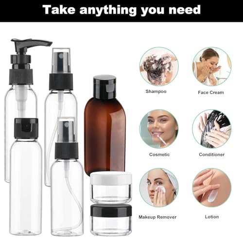 15Pack Travel Bottles for Toiletries Refillable Travel Size Containers TSA Approved Toiletry Bottles Leak Proof Toiletries for Women Men Clear Airport Toiletry Bag Shampoo Conditioner Lotion - Image 4