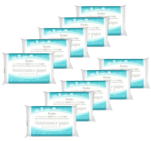 【Amazon.co.jp限定】 ケンコー(Kenko) 清掃用品 メンテナンスペーパー 10枚入×10パック お徳用セット マイクロファイバー配合 乾式 ティッシュタイプ ペーパーサイズ140×170mm 076927