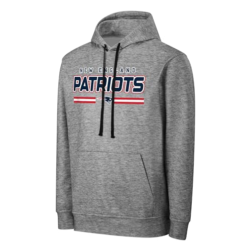 FOCO NFL Men's Officially Licensed Gray Team Color Primary Logo Wordmark Performance Victory Stripe Pullover Hoodie