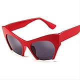 Gafas de Sol Retro Half Frame Cat Eye Mujer Uv400 Rojo Gris