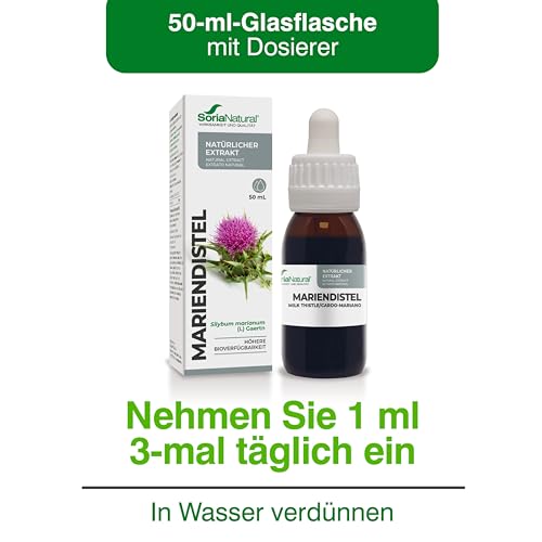 Carduus Mariendistel Tropfen Hochdosiert 520mg/ml 50ml - Leber Kur & Detox - Unterstützt Leberfunktion, natürliche Entgiftung und eine gesunde Verdauung - Silymarin - Milk Thistle - Soria Natural