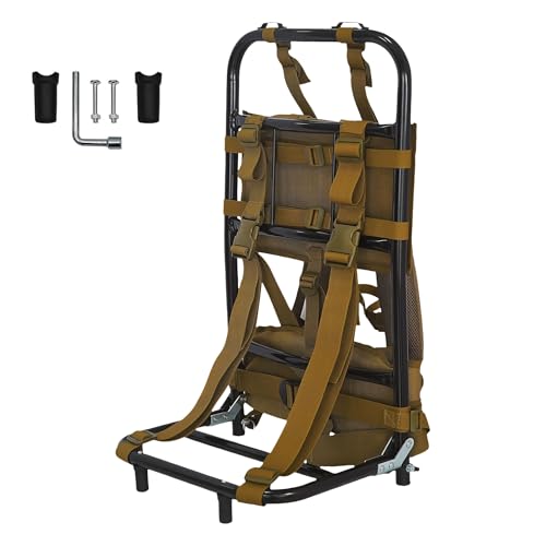 EAGWON Foldable Aluminum Hunting Pack Frame Lightweight External Frame Hiking Backpacks Alice Pack Hunting Backpack Frame for Travel Outdoor Khaki