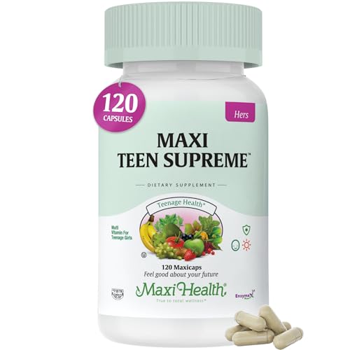 Teen Vitamins for Girls 12-17 - Teen Multivitamin D3, Iron, Calcium, Biotin, Zinc, Digestive Enzymes – Teenager Girl Multi Vitamins for Healthy Skin, Immune & Mood Support – 120 Count