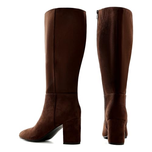 Image of Shoe'N Tale Knee High Boots for Women Chunky Block Heel Fall Winter Pointed Toe Boots