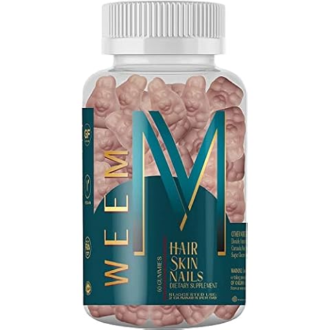 WEEM Hair Skin and Nails Gummies - Supports Healthy Hair - Vegan biotin Vitamins for Women & Men Supports Faster Hair Growth, Stronger Nails, Healthy Skin, Extra Strength (1) Cover