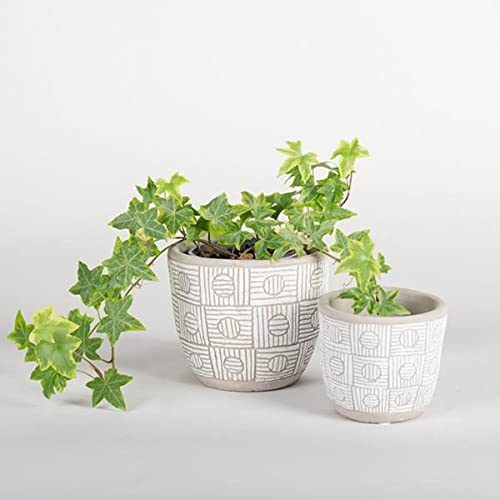 212 Main White & Gray Patterned Planters - Set of 2