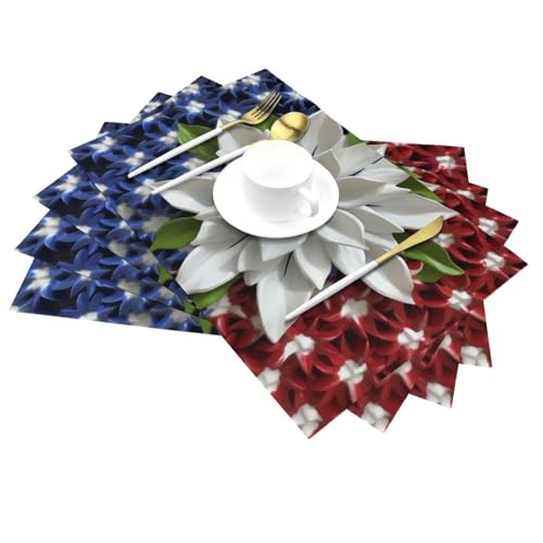 Set de table en PVC tissé fleuri pour repas en terrasse - 4