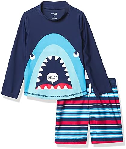 Simple Joys by Carter's Toddler Boys' Swimsuit Trunk and Rashguard, Blue, Shark, 3T