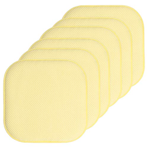 Cuscino per sedia in memory foam motivo a nido dape antiscivolo con retro in gomma arrotondato quadrato 40.6 x 40.6 cm confezione da 6 giallo