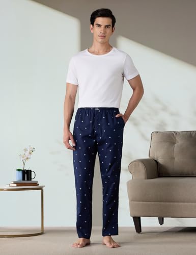 Image of Amazon Brand - Symbol mens 100% Cotton Pyjama /Lounge Pants |Regular Fit | Printed | Available in Plus Sizes