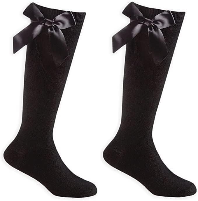 COSHALGirls Knee High School Socks Cotton Socks Ribbons Bow Back to School Socks Uniform Party Wear Comfort Fit Socks Stocking Girls Bow Knee High Kids School Sock girls plain school socks