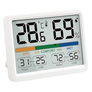 AIMILAR Digitale binnenthermometer voor de kamer, hygrometer, meetapparaat, temperatuur en luchtvochtigheid, magnetisch, met hoge diepteweergave
