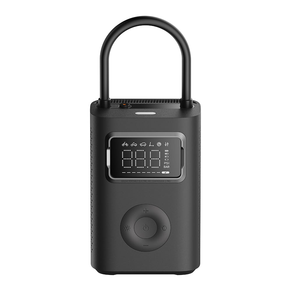 Xiaomi Portable Electric Air Compressor 2 Pro, Batterie 2500 mAh, 5 Modes, 150 PSI, Arrêt Automatique, Écran Digital & Lampe LED, USB‑C – Idéal pour Voiture, Vélo, Moto, Trottinette & Ballons