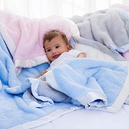 Image of 30x40 Fleece Baby Nursery Blanket with Satin Trim for Boys, Girls, and Unknown Gender Baby (Thank Heaven Boy 2)