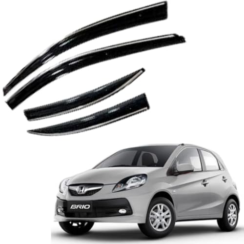 Image of CAR SAAZ Chrome Line Door Visor for Brio (2011-2019)(Set of 4Pcs) | Rain Guard | Wind Deflector