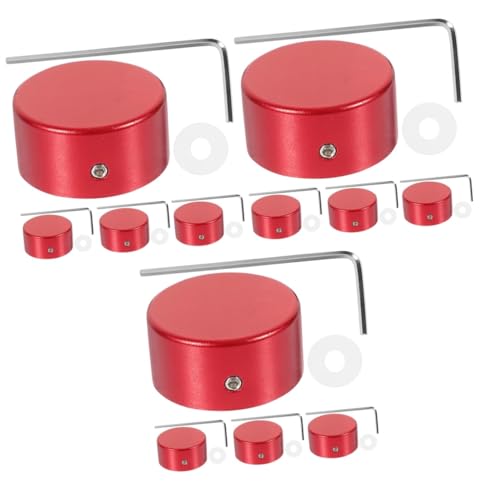 Wakauto 3 Sets Metal Guitar Footswitch Topper Cap Red Footswitch Topper for Guitar Pedal