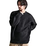 SILVER BULLET CavariA キャバリア メンズ ユニセックス 無地 モヘアタッチ クルーネック 長袖 ニットソー セーター CAJP23-10 46(L) BLK(ブラック)