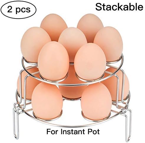 Egg Steamer Rack, Instant pot Egg Vegetable Stackable steam Rack for Pressure Cooker accessories, DIMESHY 2-Pack Stainless Egg Cooker Rack