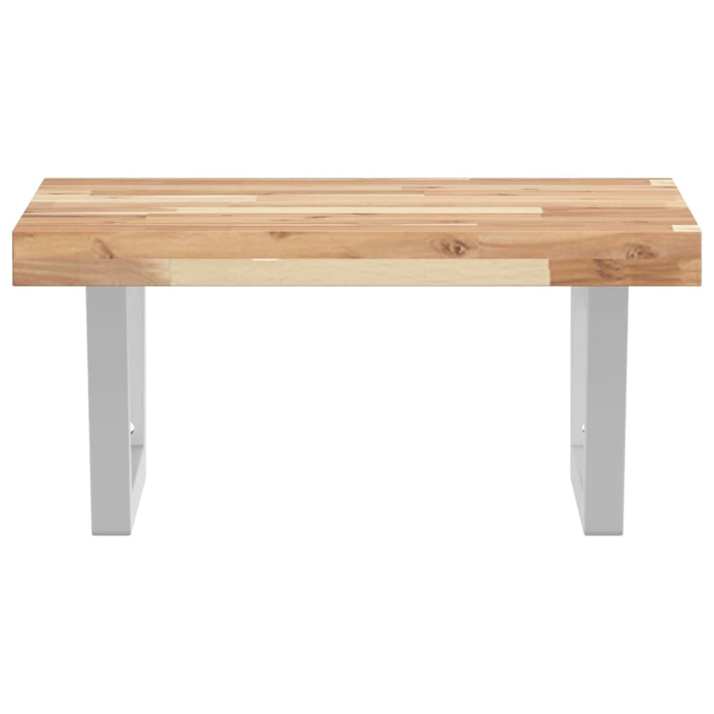 Estantería para lavabo de pared de acero y madera maciza de acacia, 50 x 50 cm, con soportes trapezoidales para armario de baño y ahorro de espacio en el lavadero