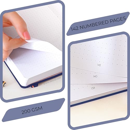 Image of NEORAH - B6 - ART JOURNAL | 200Gsm Dotgrid Notebook |144 Pages(17.5 x 12.5 cm) | Lay Flat |HardCover Bullet - Journal |3 Bookmarks |Elastic Closure| Inner BackPocket | Ideal-Bujo,Drawing (DARK BLUE)