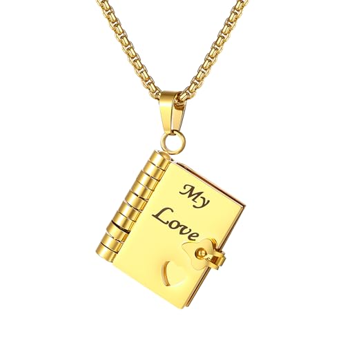Collier pendentif livre femme acier inoxydable bijou fantaisie original