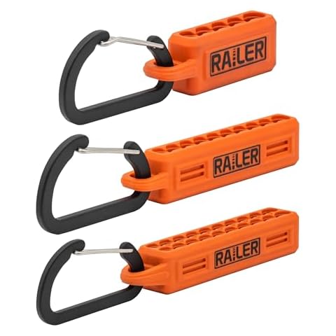Railer Screwdriver Bit Holder Storage Organizer - 3 Pack – 5-Hole, 10- Hole and 20-Hole Bit Holder with Carabiner Cover